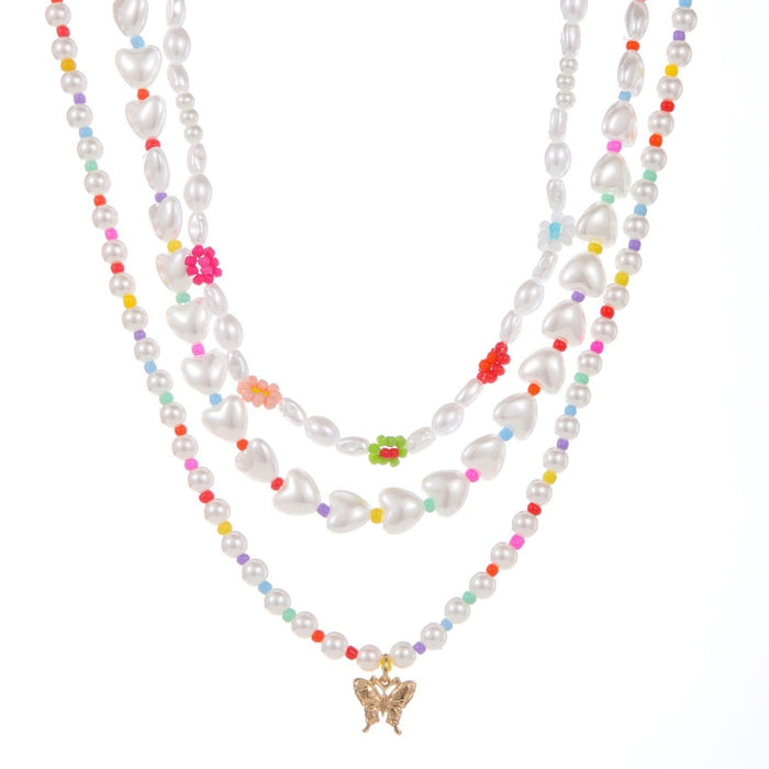 Gold-plated Inlaid Pearl Multi-row Necklace Women's Suit