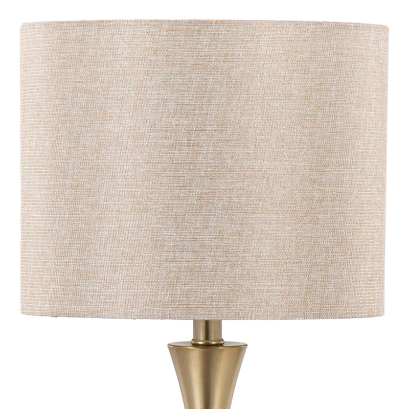 Lenuxe 24" Contemporary Metal Table Lamps in Gold with Linen Shades - Set of 2