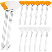 14 Pieces Fan Brushes Applicator, Mask Brushes for Facial Makeup Tools for Face Cosmetic(Brown)