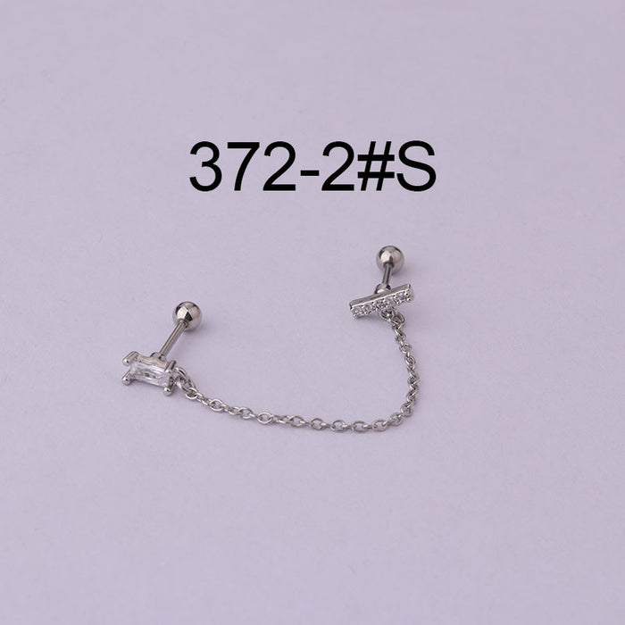 Thin Rod Stainless Steel Double Pierced Ear Bone Nails
