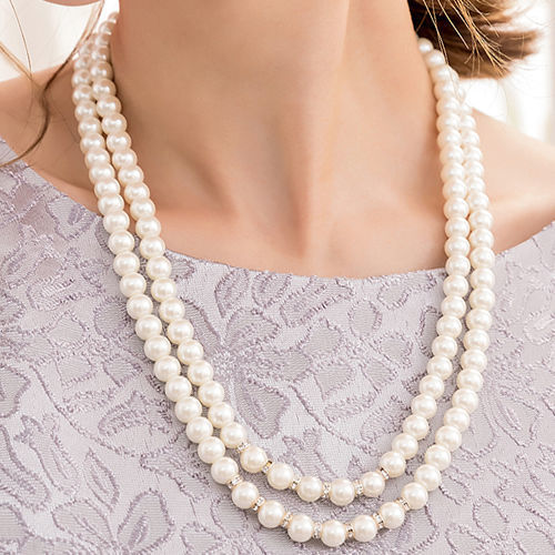 Multi Layered Faux Pearl Necklace Wedding Bride Necklace