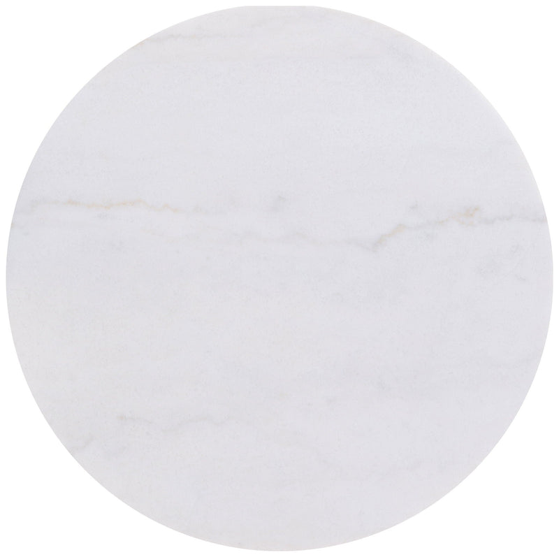Jason Round White Marble Top Coffee Table Honey Brown