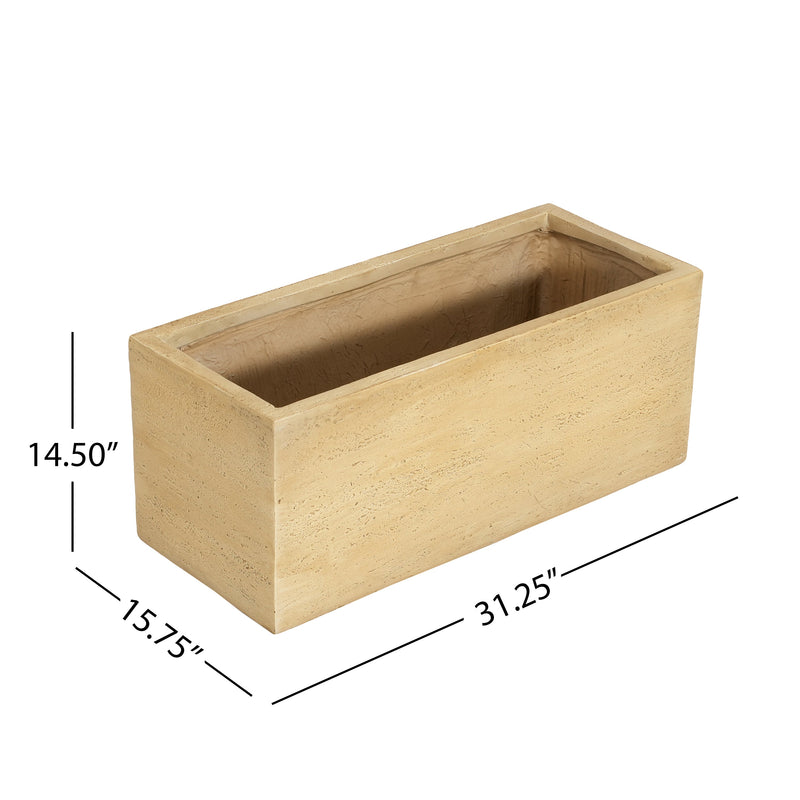 MGO Handmade Rectangle Planter Box, Travertine Beige