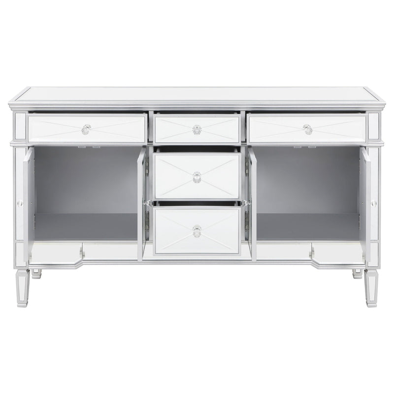 Duchess 5-drawer Mirrored Storage Accent Cabinet Silver