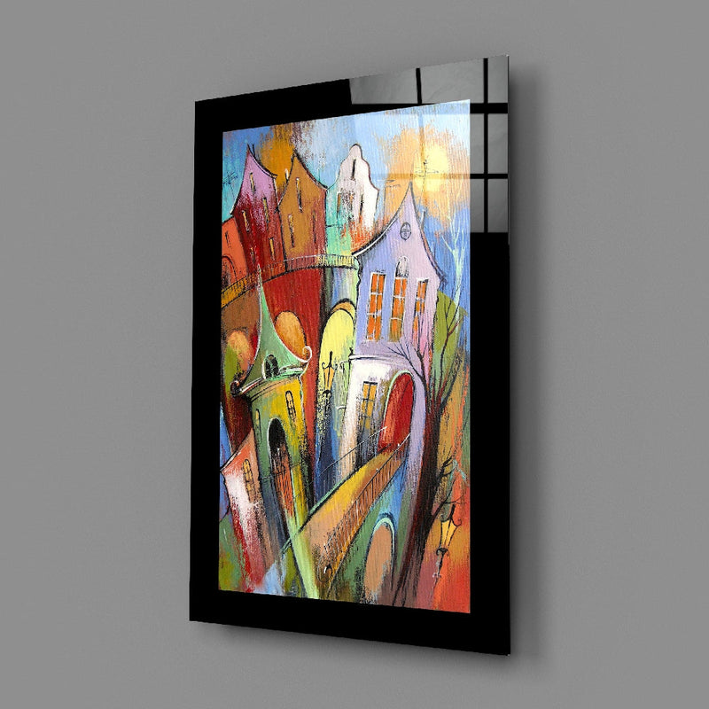 Houses Glass Wall Art