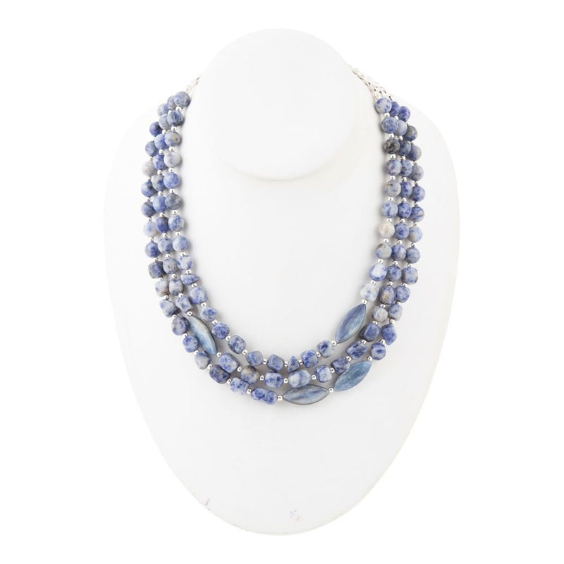 Denim Kyanite Blue Lapis Sterling Silver Strand Necklace
