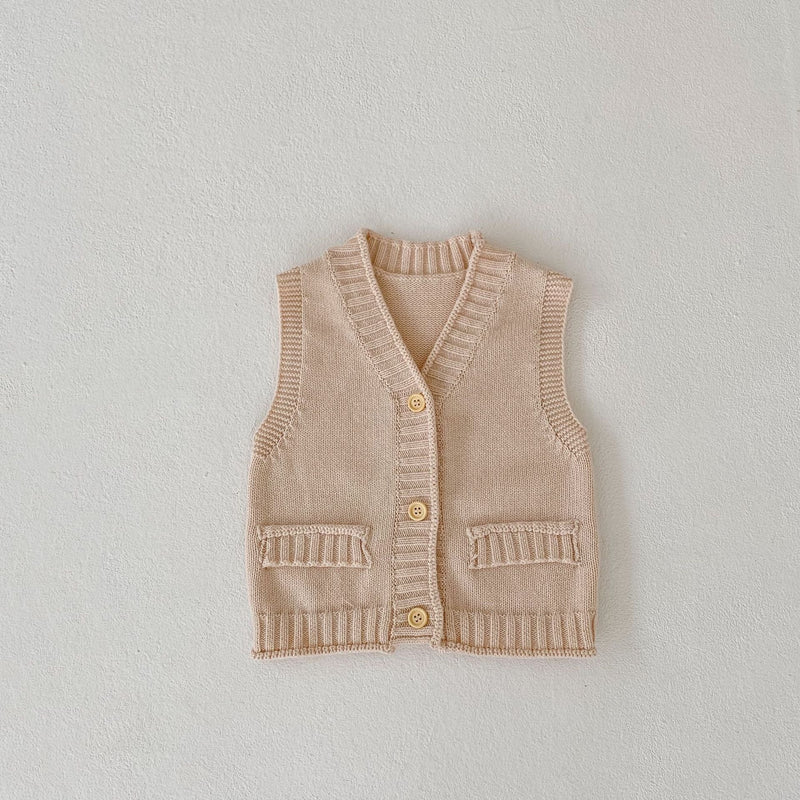 V-neck Cardigan Cotton Knit Sweater Vest Coat