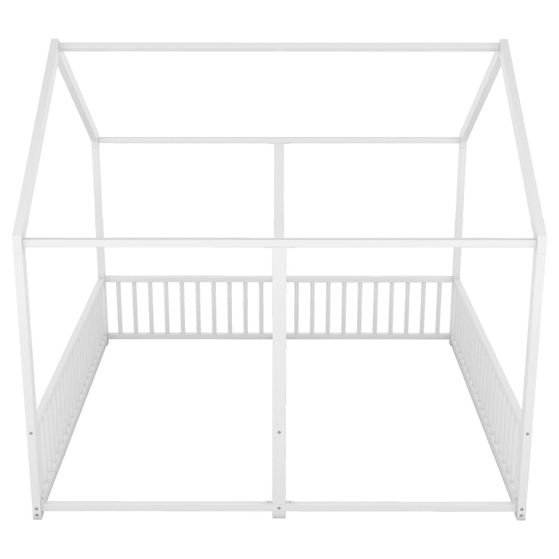 Metal Twin Size House Platform Beds 2 Shared Beds - Antique White