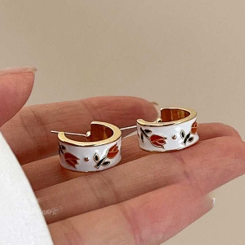 Enamel Tulip Flower Earrings
