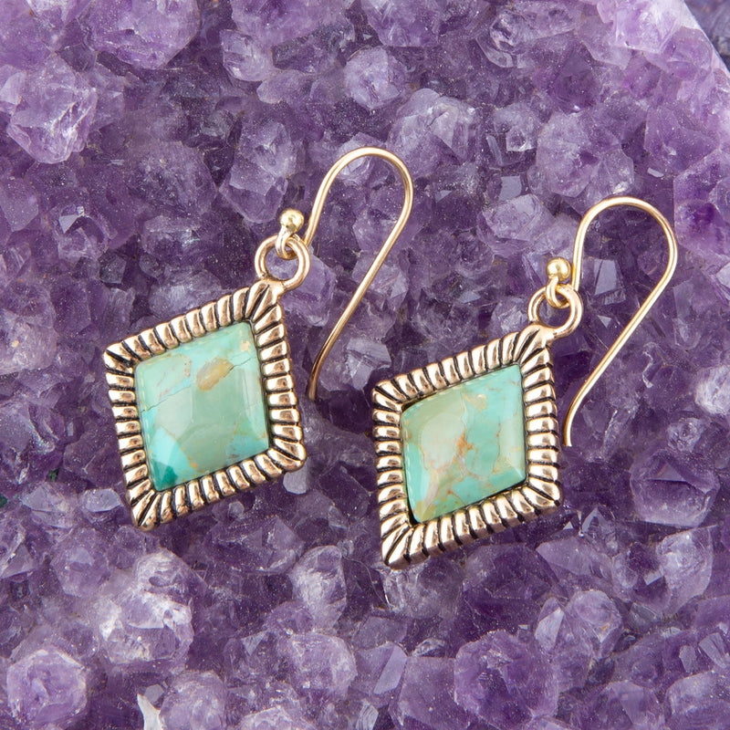 Diamond Days Blue Turquoise and Golden Earrings