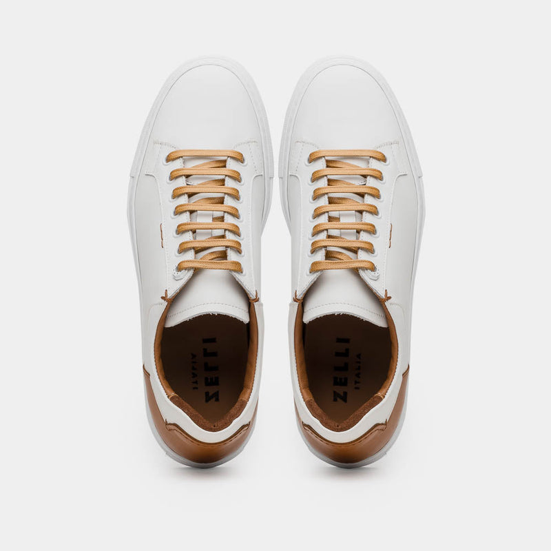 65-229-WHT Diaz Rubberized Calfskin Sneaker White