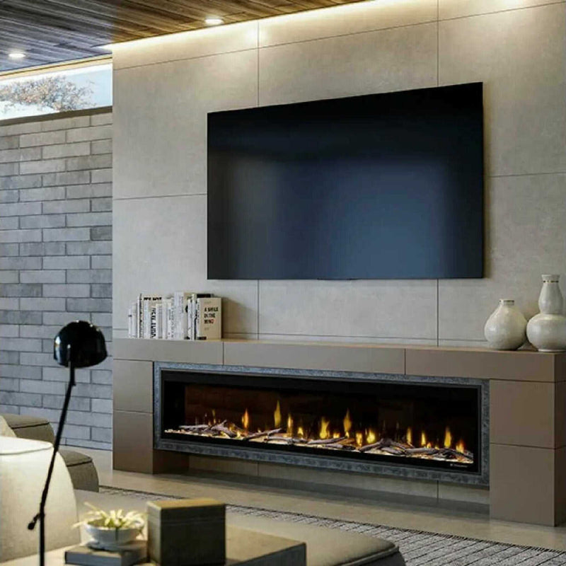 Dimplex Ignite Evolve Built-In Frosted Tumbled Glass Linear Electric Fireplace With Heat Boost System & Trim Kit (SAK59214)