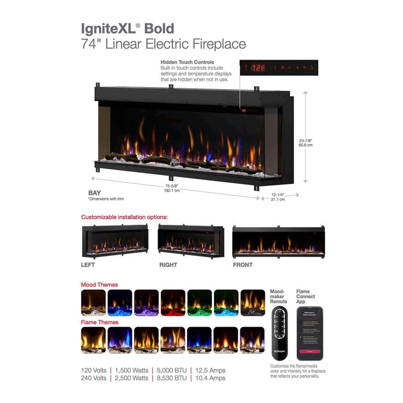 Dimplex IgniteXL Bold 74" Deep Built-In Linear Electric Fireplace [XLF7417-XD] (SAK78959)