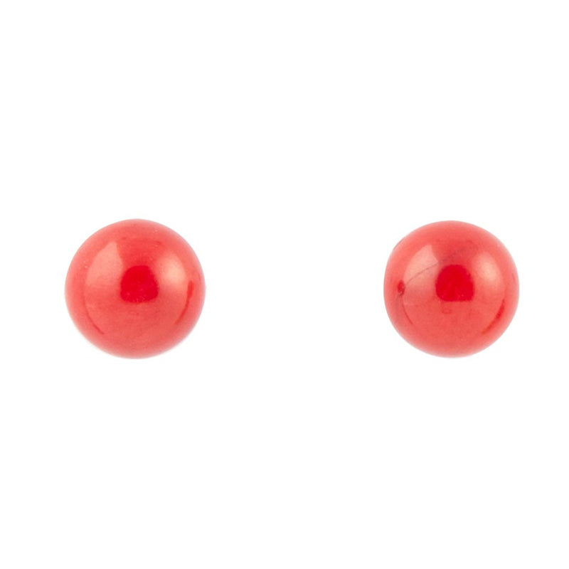 Dot of Red Coral Stud Earrings