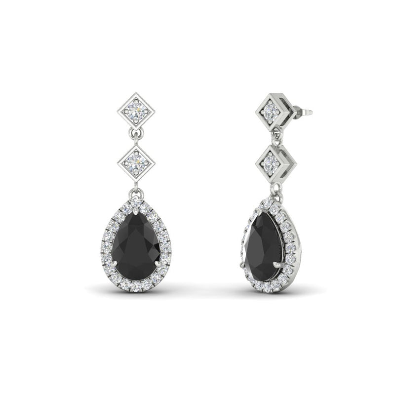Double Drop Pear Halo Earring