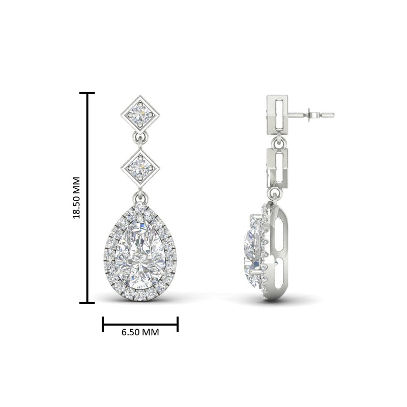 Double Drop Pear Halo Earring