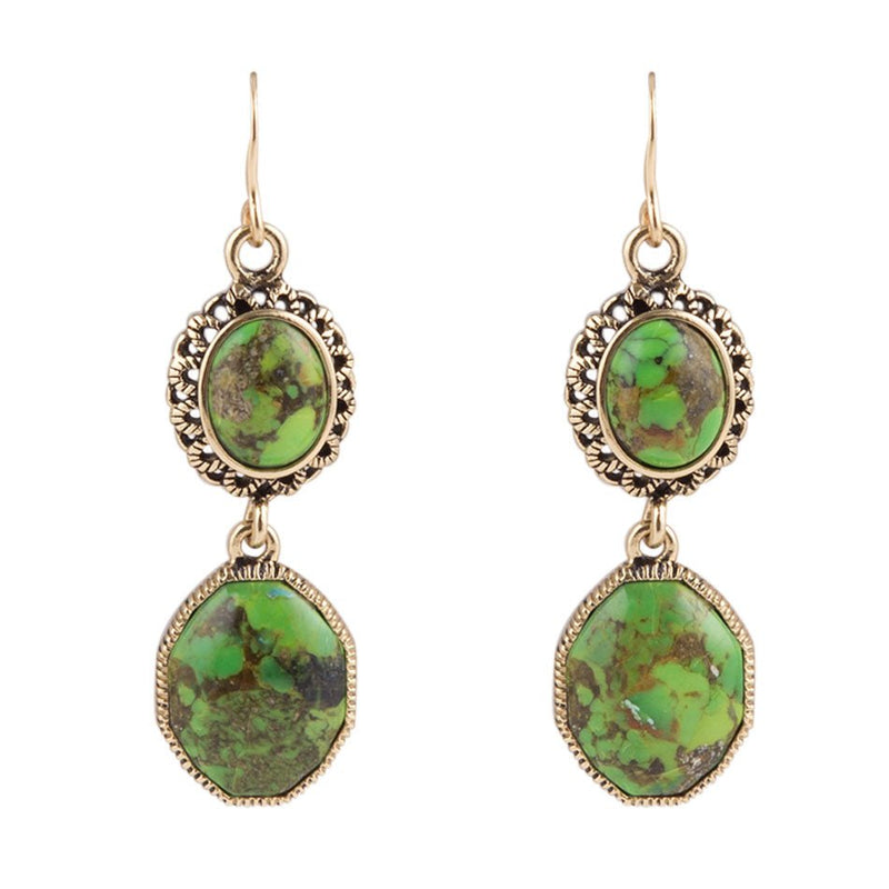 Double Drop Lime Turquoise Earrings