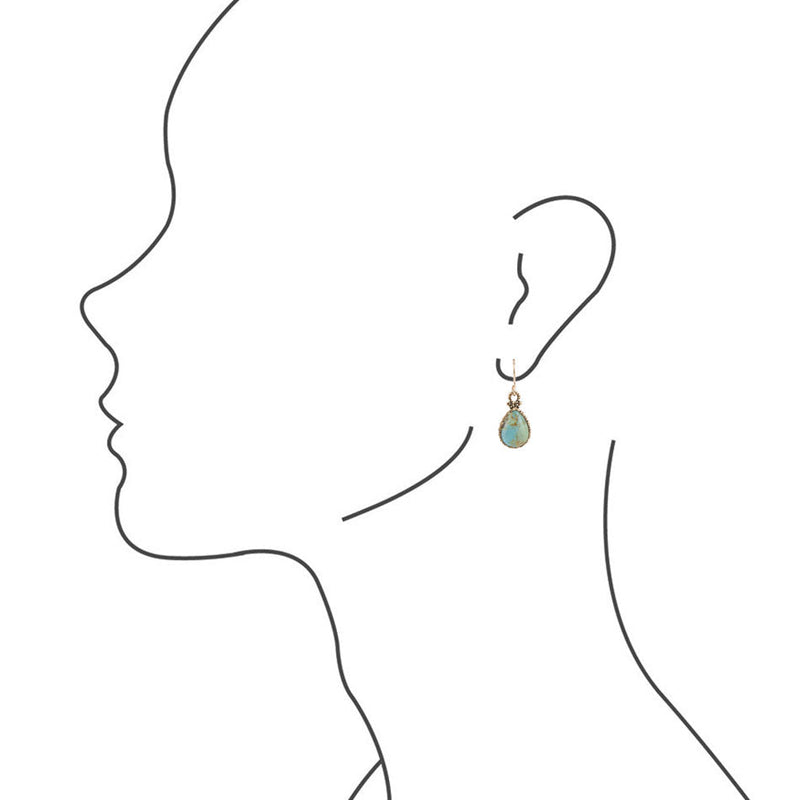 Dreamy Drop Blue Turquoise and Golden Earrings