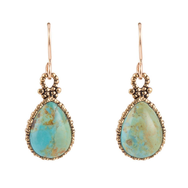 Dreamy Drop Blue Turquoise and Golden Earrings