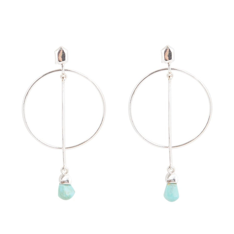 Sterling Silver and Blue Turquoise Drop a Line Earrings