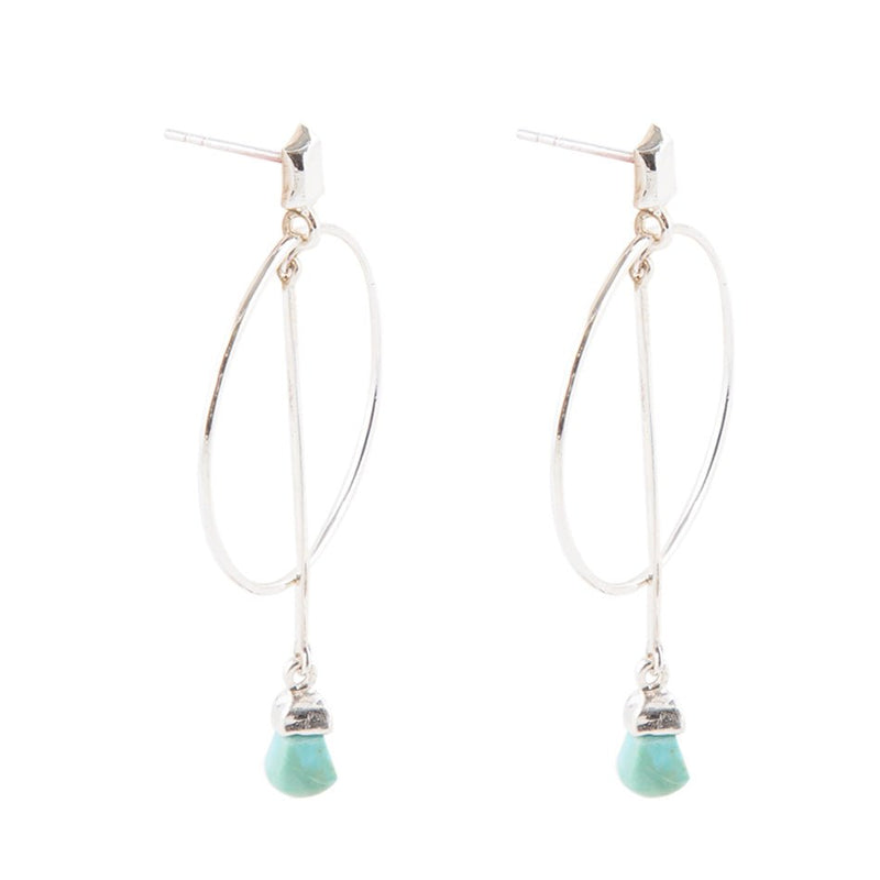 Sterling Silver and Blue Turquoise Drop a Line Earrings