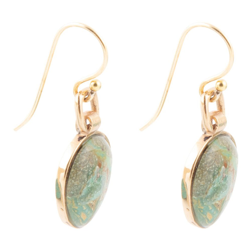 Drops of Blue Turquoise Golden Bronze Drop Earrings