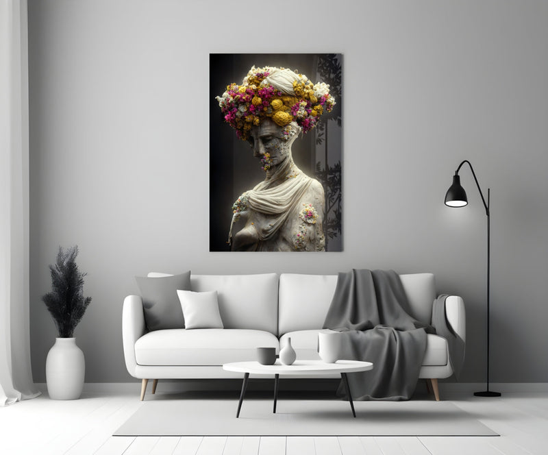 Abandoned Statue Glass Wall Art  || Designer Collection