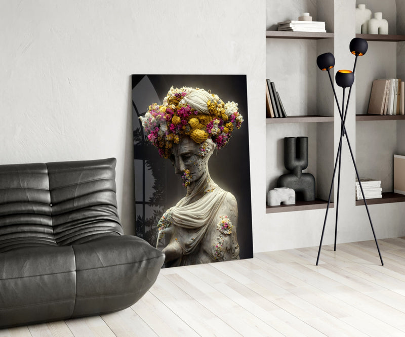 Abandoned Statue Glass Wall Art  || Designer Collection