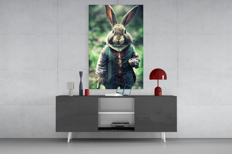 The Rabbit Glass Wall Art || Designer Collection