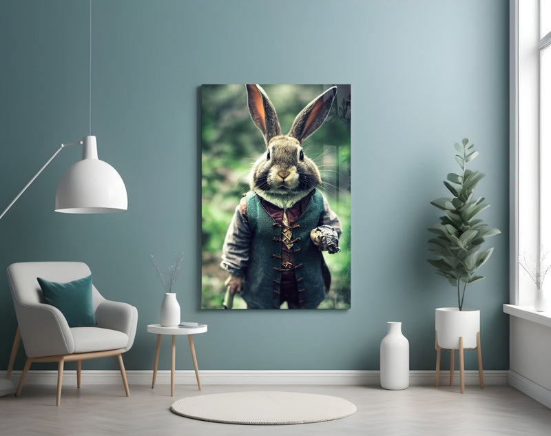 The Rabbit Glass Wall Art || Designer Collection