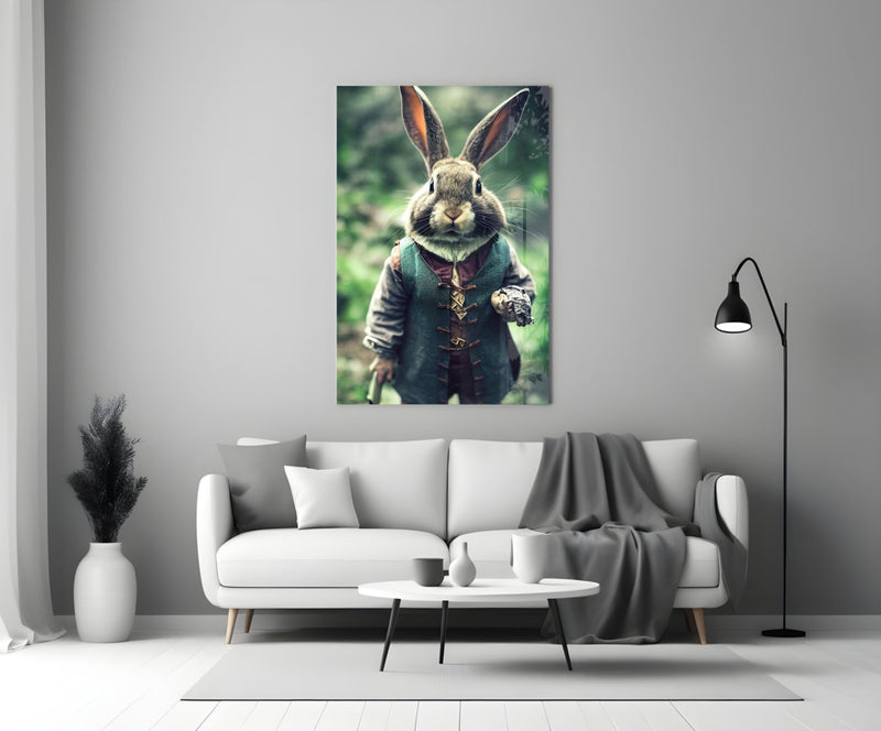 The Rabbit Glass Wall Art || Designer Collection