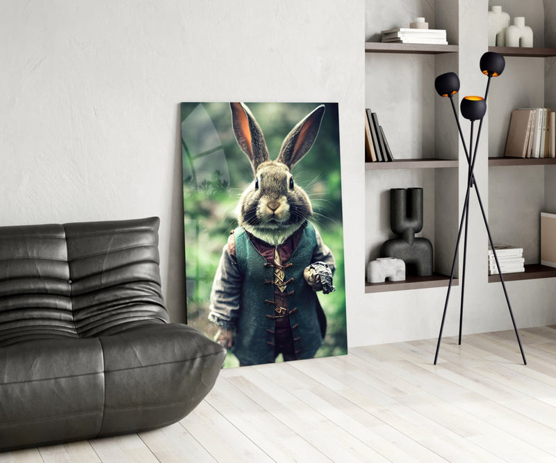 The Rabbit Glass Wall Art || Designer Collection