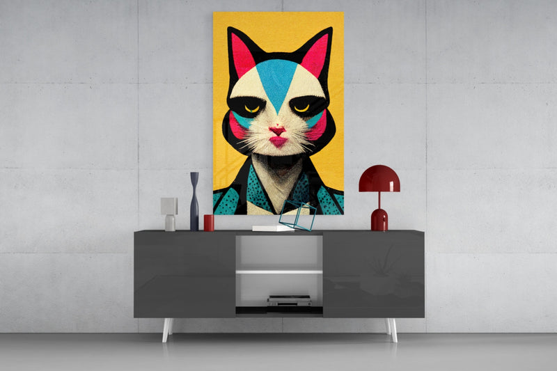 The Cat Glass Wall Art || Designer Collection