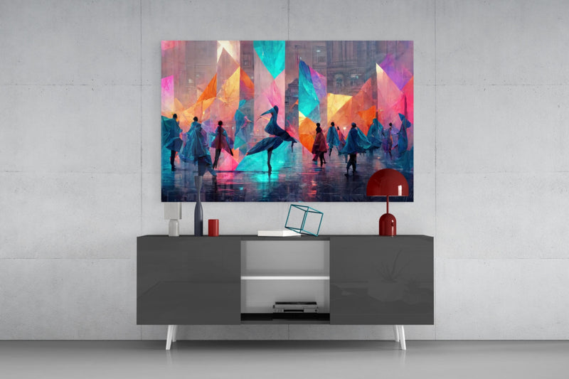 Cubic Walk Glass Wall Art  || Designers Collection