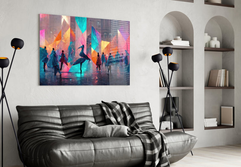 Cubic Walk Glass Wall Art  || Designers Collection