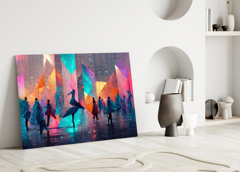 Cubic Walk Glass Wall Art  || Designers Collection