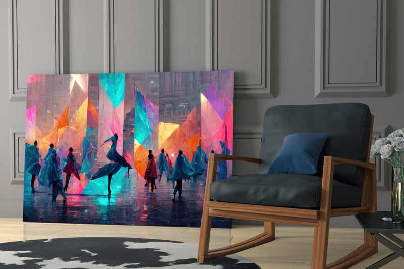 Cubic Walk Glass Wall Art  || Designers Collection