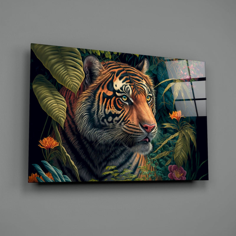 Trap Behind Flowers Glass Wall Art  || Designers Collection