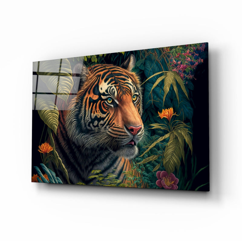 Trap Behind Flowers Glass Wall Art  || Designers Collection