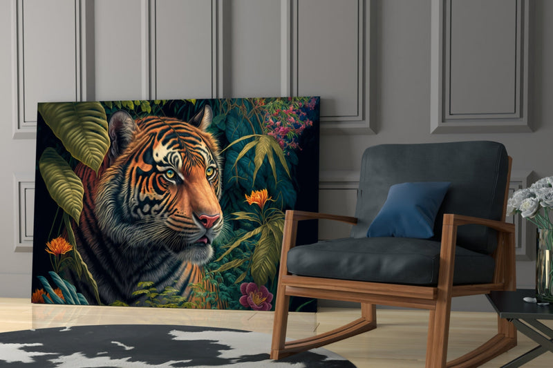 Trap Behind Flowers Glass Wall Art  || Designers Collection