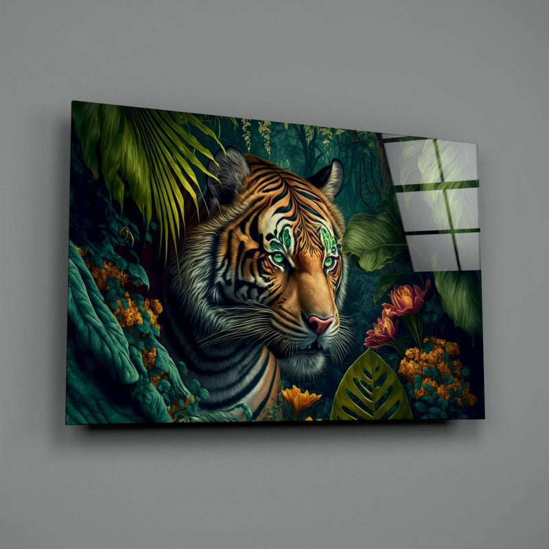 Trap Behind Flowers Glass Wall Art  || Designer Collection