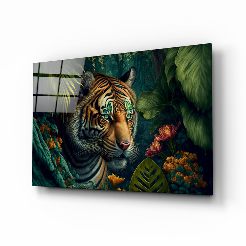 Trap Behind Flowers Glass Wall Art  || Designer Collection