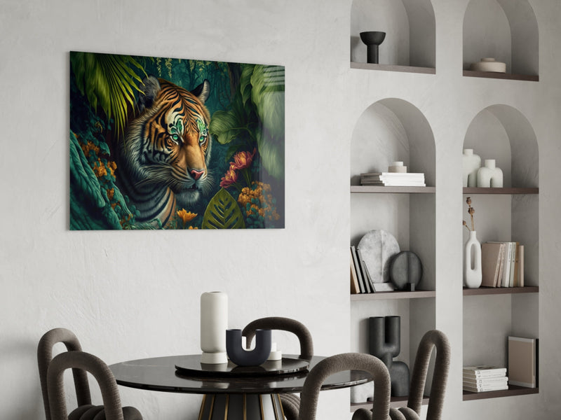 Trap Behind Flowers Glass Wall Art  || Designer Collection