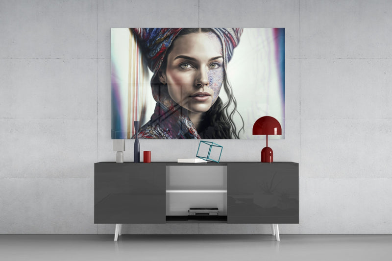 Girl with a Tattoo Glass Wall Art  || Designer Collection