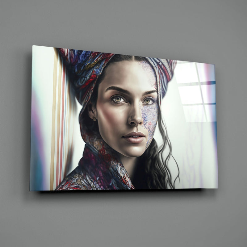 Girl with a Tattoo Glass Wall Art  || Designer Collection