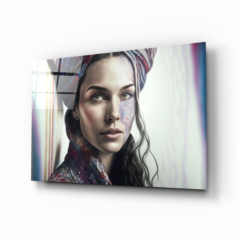 Girl with a Tattoo Glass Wall Art  || Designer Collection