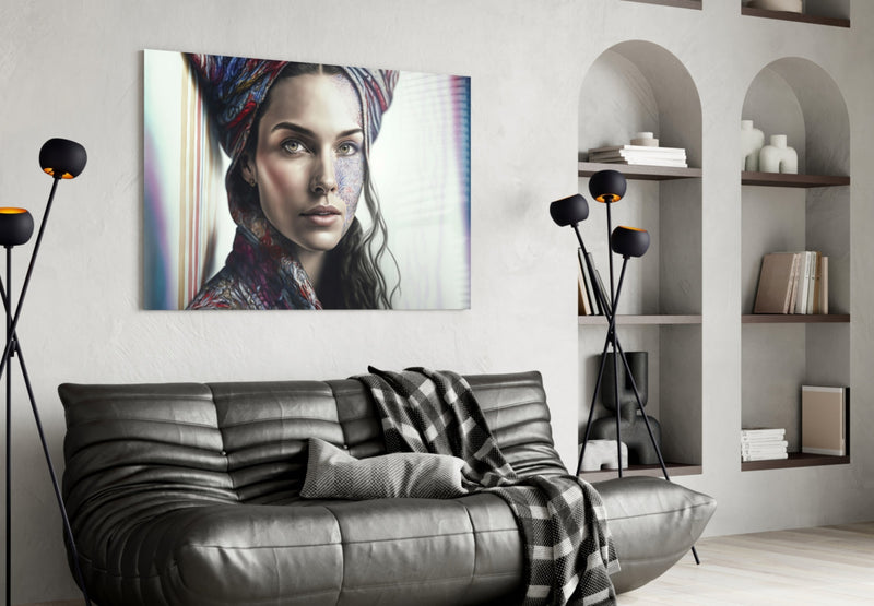 Girl with a Tattoo Glass Wall Art  || Designer Collection