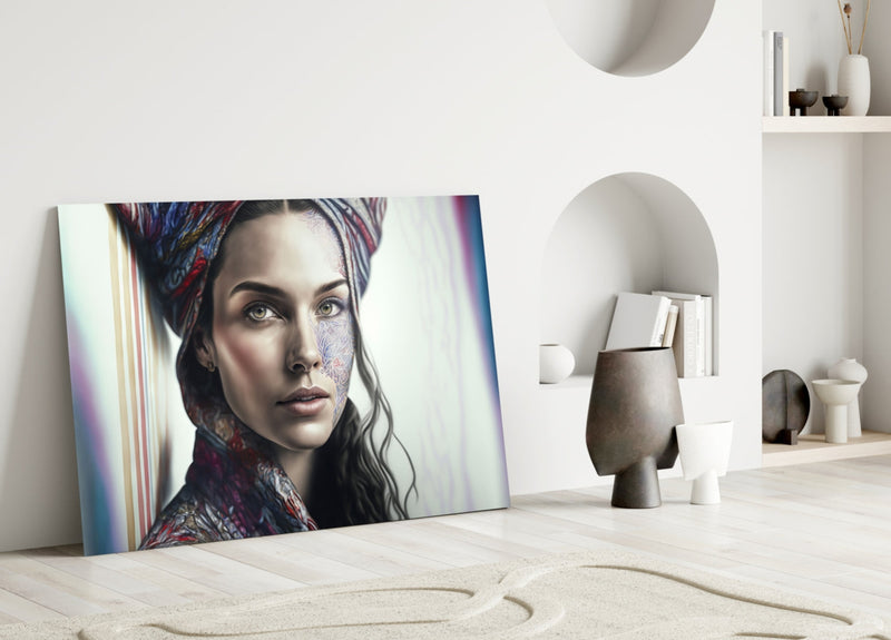 Girl with a Tattoo Glass Wall Art  || Designer Collection