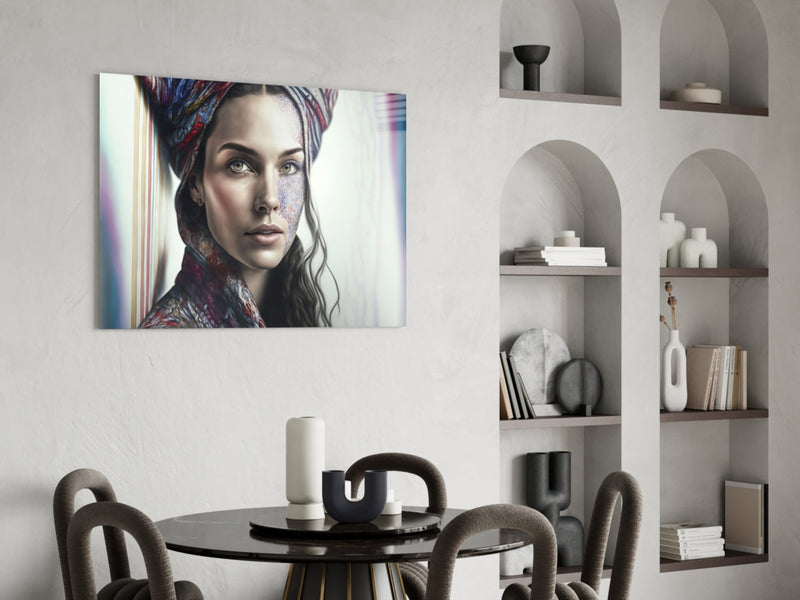 Girl with a Tattoo Glass Wall Art  || Designer Collection