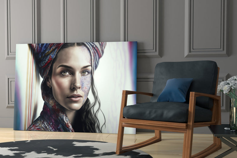 Girl with a Tattoo Glass Wall Art  || Designer Collection